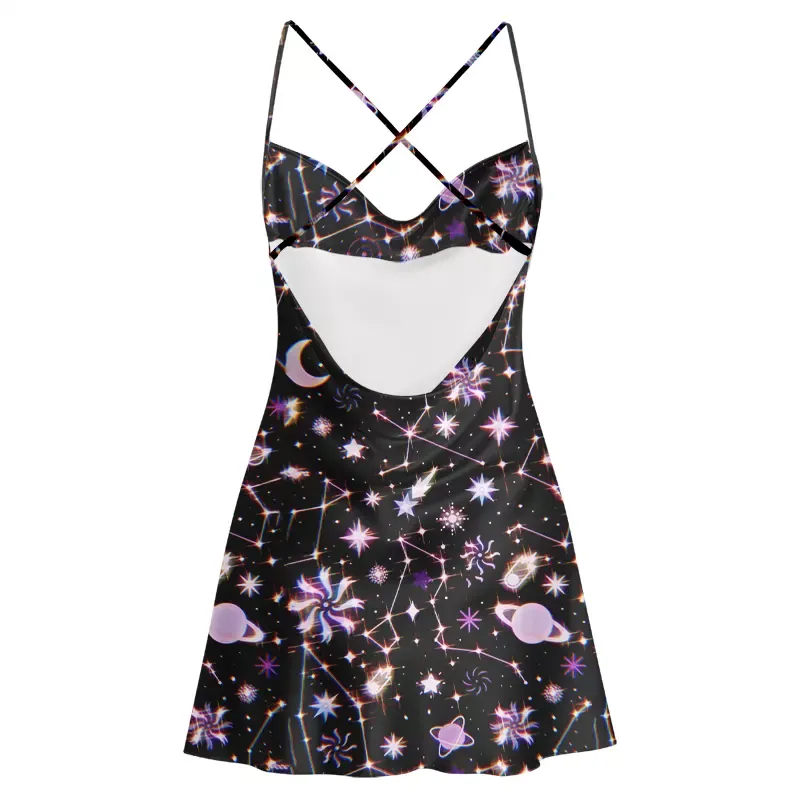 Soulisfree Astral Navigation  Cowl Neck Satin Mini Dress