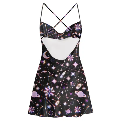 Soulisfree Astral Navigation  Cowl Neck Satin Mini Dress