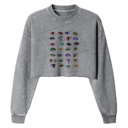 The Psychedelic Eyes Of All Beings Washed Cropped Sweatshirt