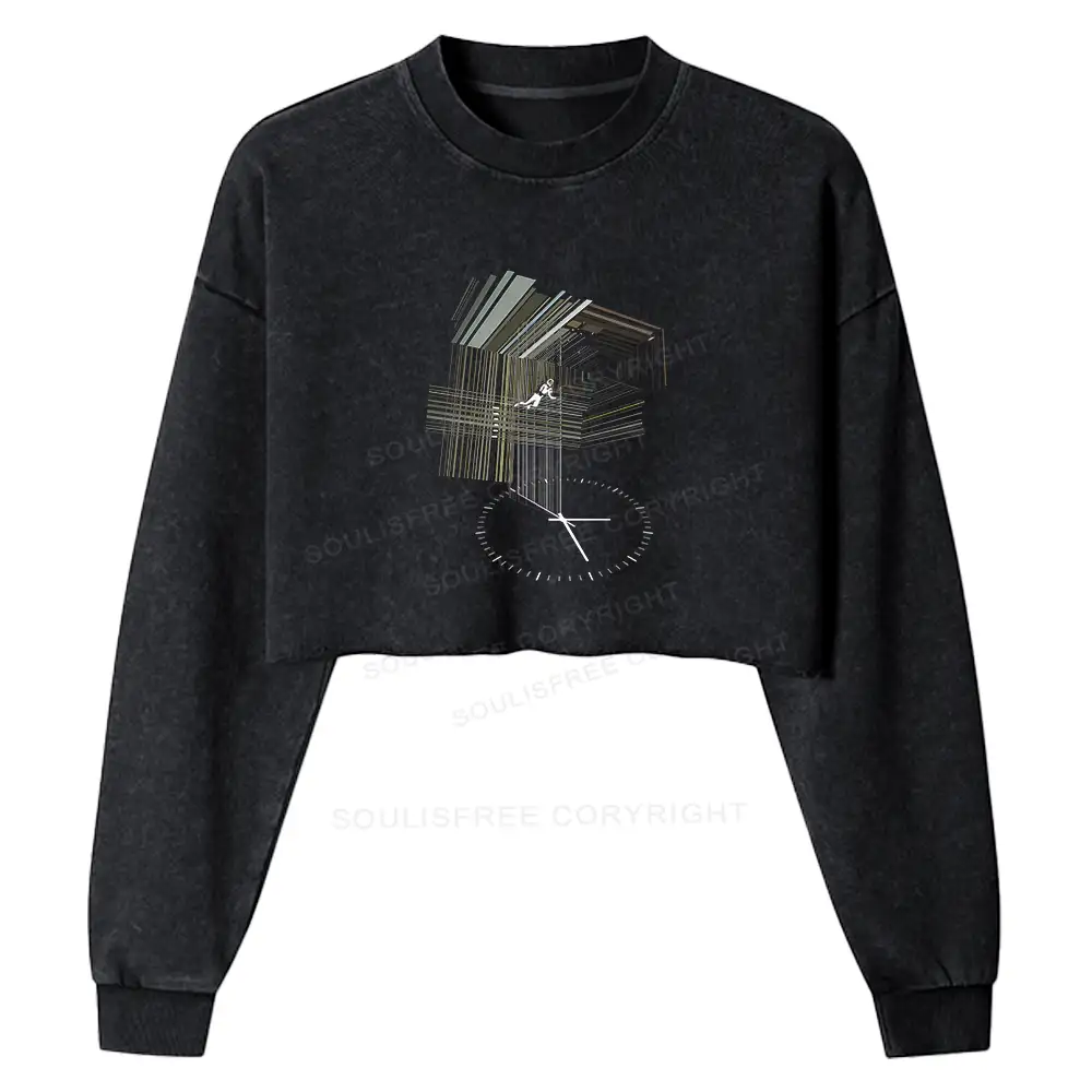 Secret Behind The Bookshelf Washed Cropped Sweatshirt