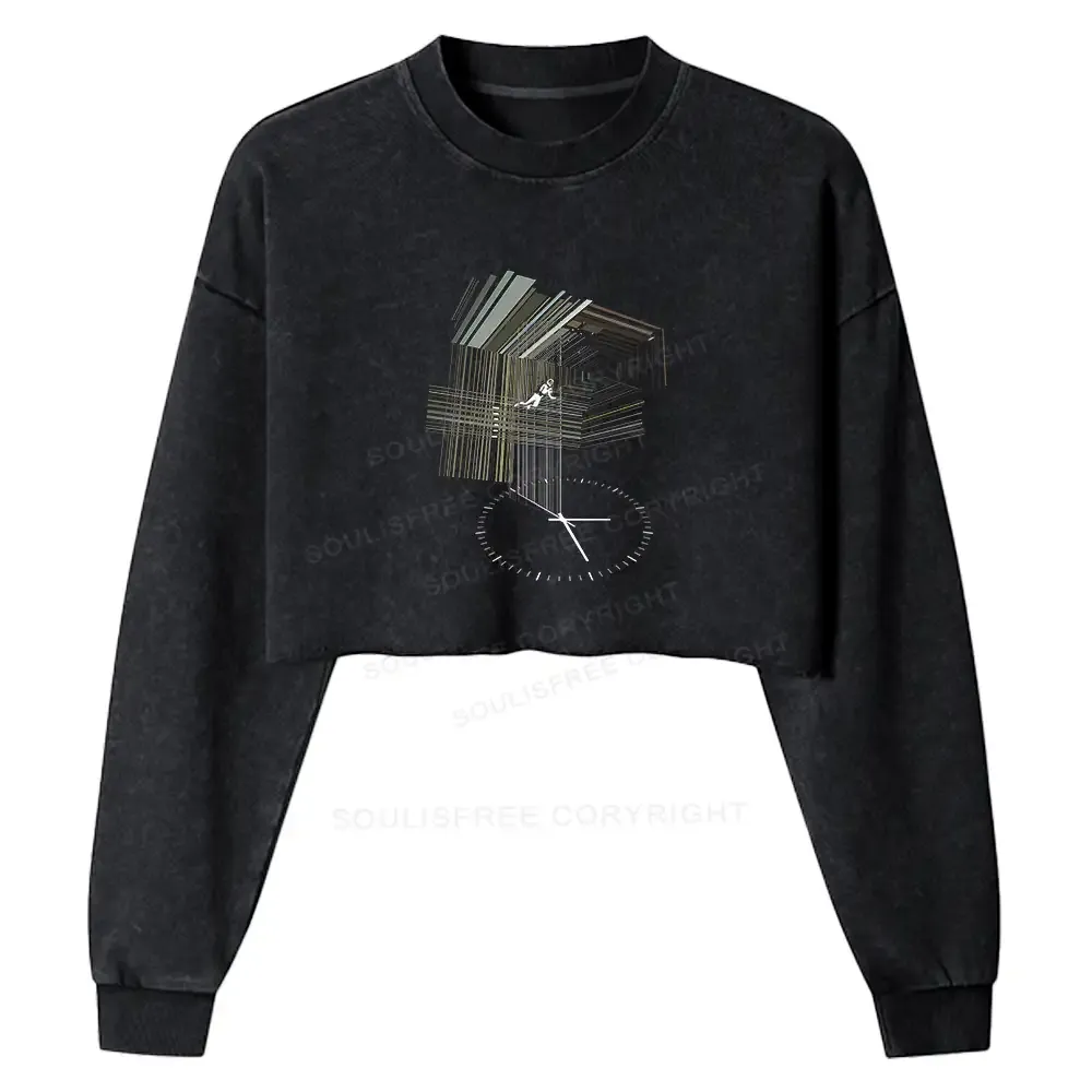 Designed Secret Behind The Bookshelf Washed Cropped Sweatshirt