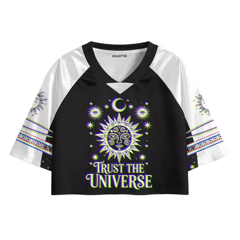 Designed Soulisfree Universe Within You Optic Lines Illusion Cropped Jersey
