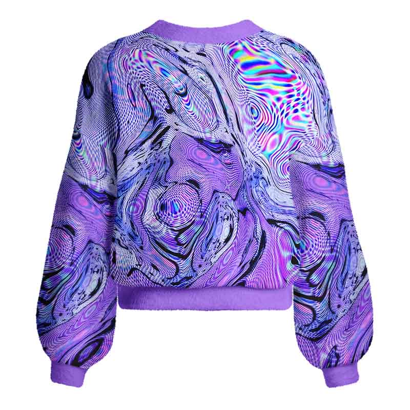 Soulisfree Hypnotic Purple Vortex Women's Fuzzy Cardigan Sweater