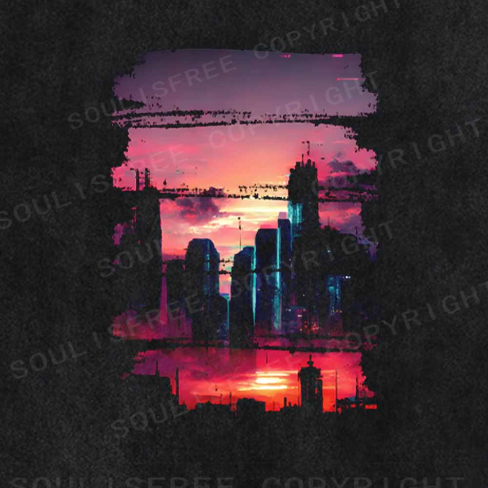 Soulisfree SUNSET NEON FUTURISTIC  Washed Tee