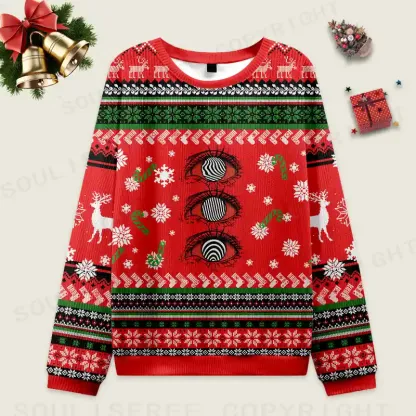 Psychedelic Eye Ugly Christmas Knit Sweatshirt