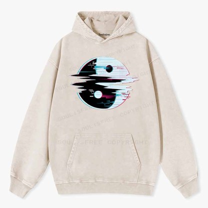Soulisfree  Glitch Yin Yang symbol Washed Hoodie