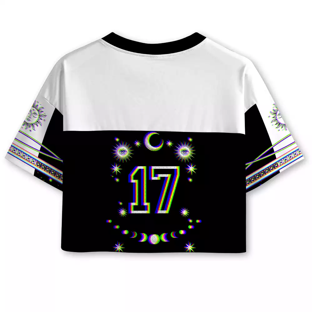 Soulisfree Universe Within You Optic Lines Illusion Cropped Mesh Jersey