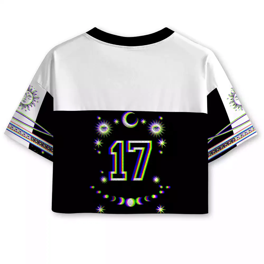 Soulisfree Universe Within You Optic Lines Illusion Cropped Mesh Jersey