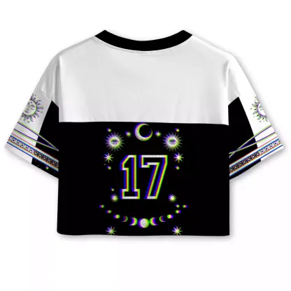 Soulisfree Universe Within You Optic Lines Illusion Cropped Mesh Jersey