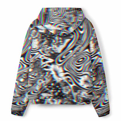 Soulisfree 3D Effect Abstract Swirl Botanical All-Over Print Hoodie