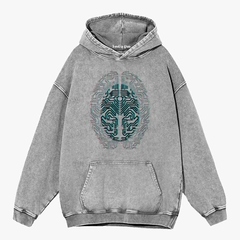Soulisfree  Digital Neural Soul Washed Hoodie