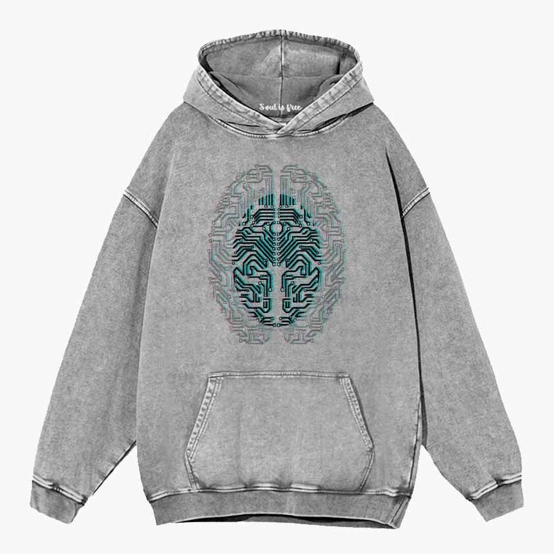 Soulisfree  Digital Neural Soul Washed Hoodie