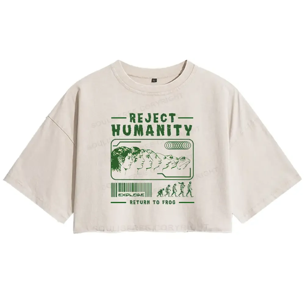 Designed Return To Frog Washed Crop T-shirt