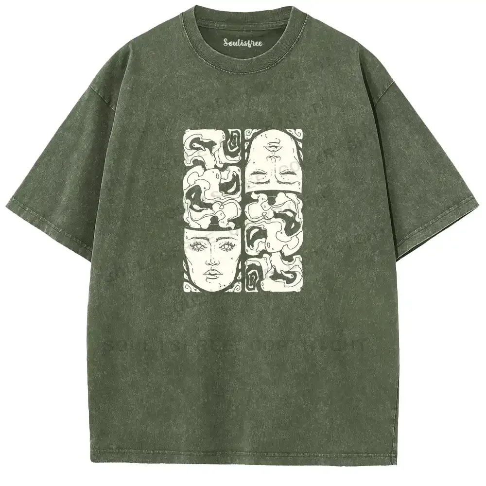 Consciousness Fractal Illusion Washed T-shirt