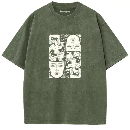 Consciousness Fractal Illusion Washed T-shirt