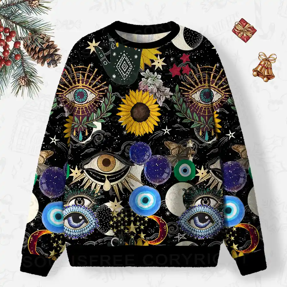 Mystic Ocular-Cosmic Insight Ugly Christmas Knit Sweatshirt
