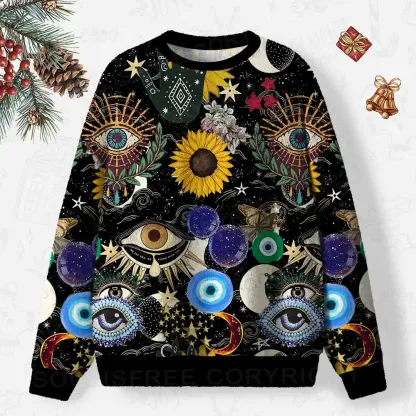 Mystic Ocular-Cosmic Insight Ugly Christmas Knit Sweatshirt