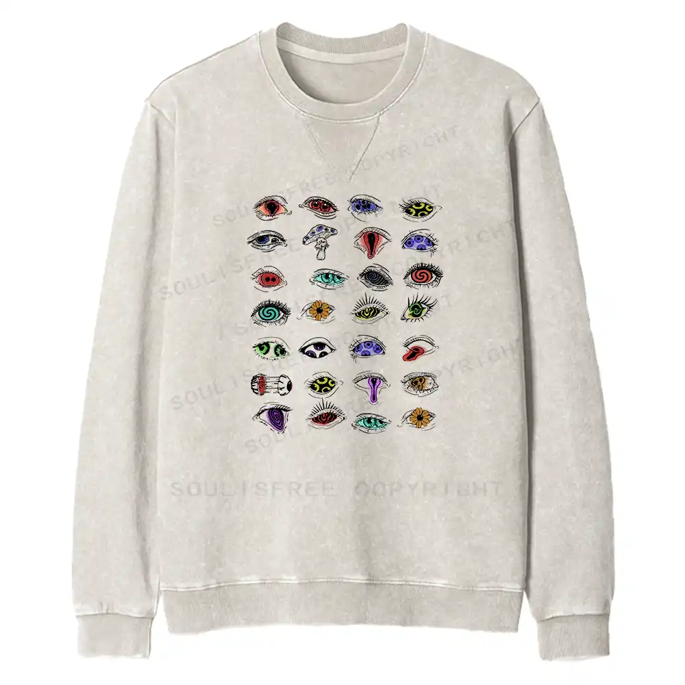 The Psychedelic Eyes Of All Beings Fit Washed Sweatshirt