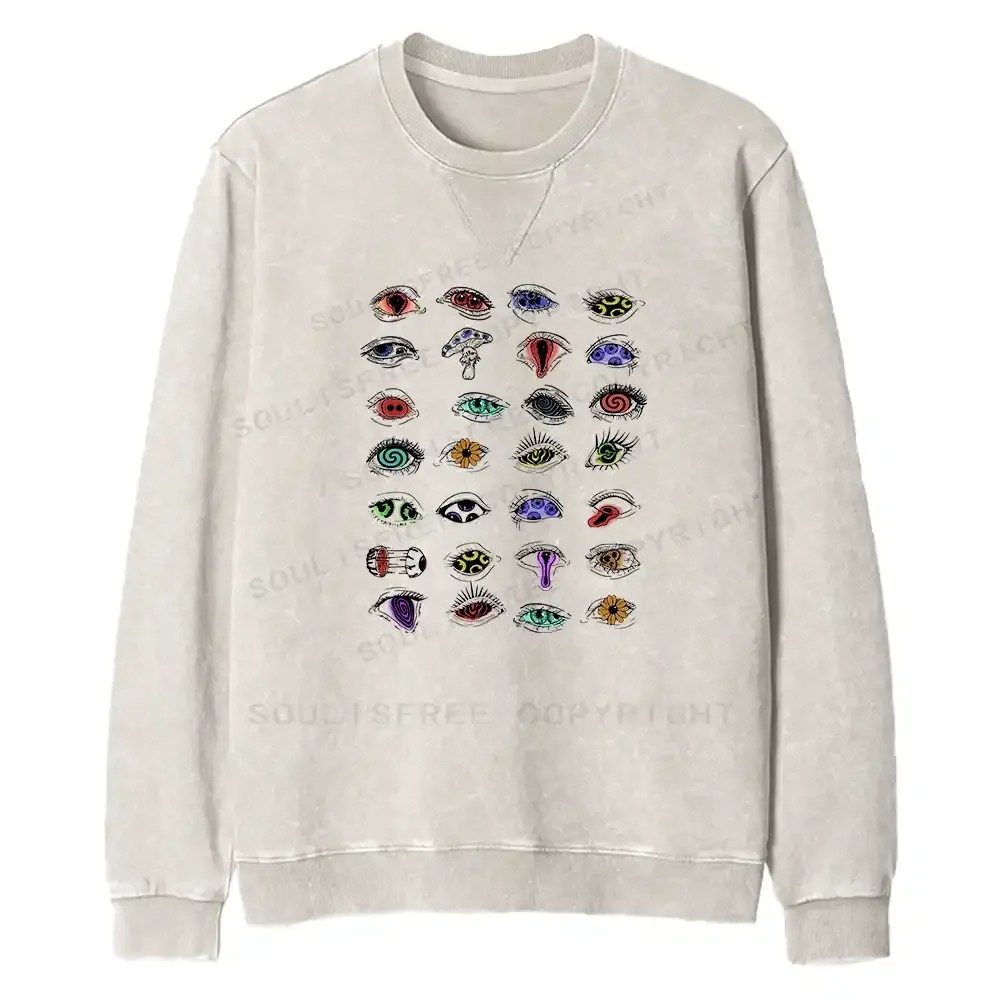 The Psychedelic Eyes Of All Beings Fit Washed Sweatshirt