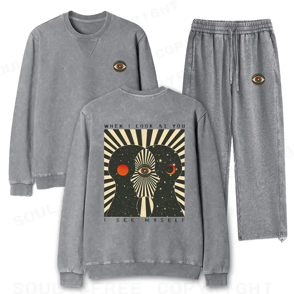 We Are Mirrors Washed Matching Sweatshirt and Jogger Set