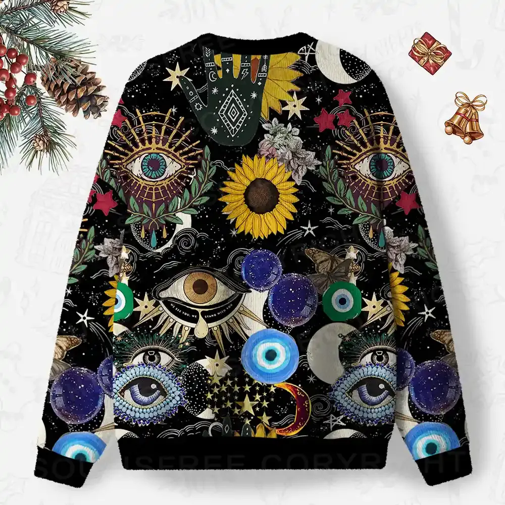 Mystic Ocular-Cosmic Insight Ugly Christmas Knit Sweatshirt