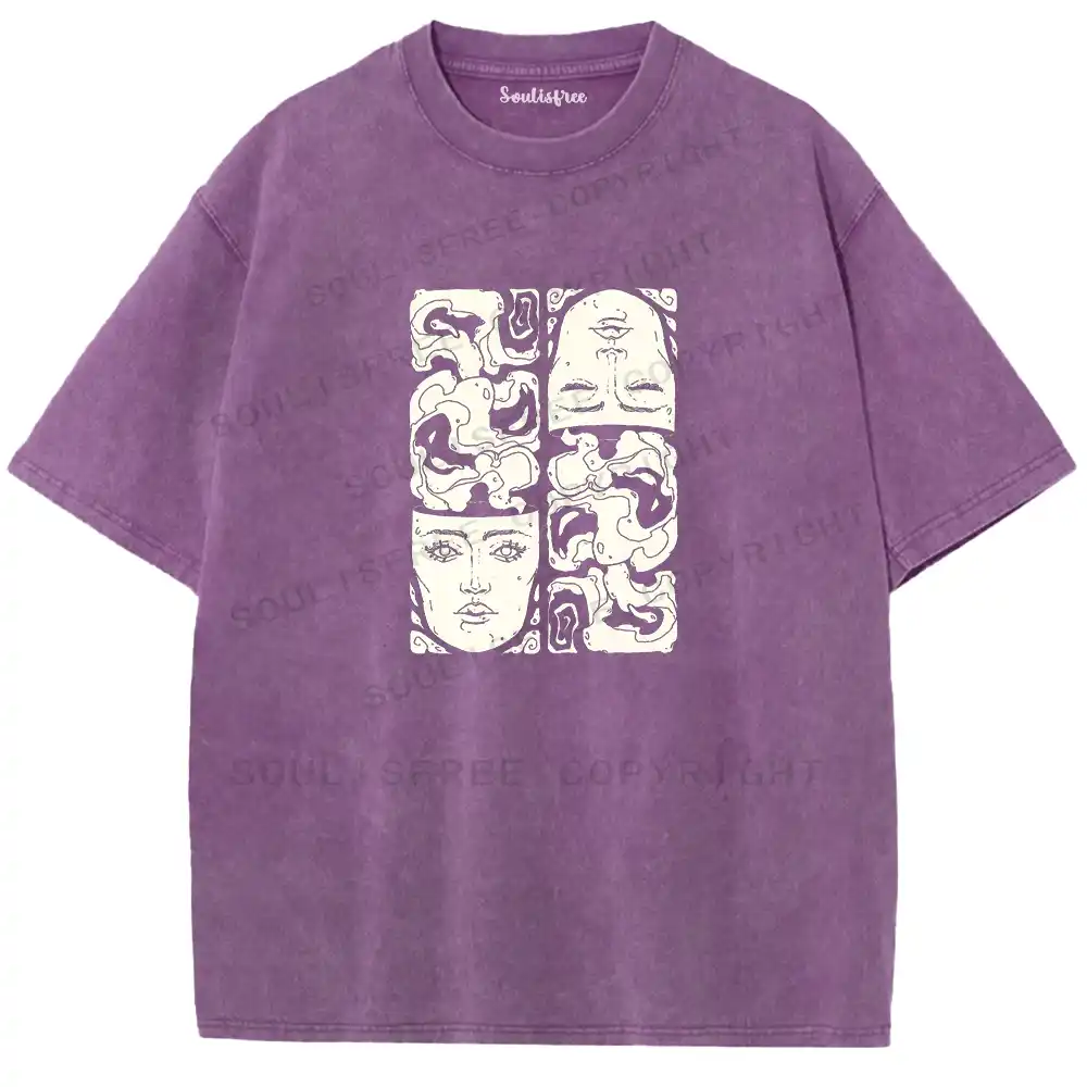 Consciousness Fractal Illusion Washed T-shirt