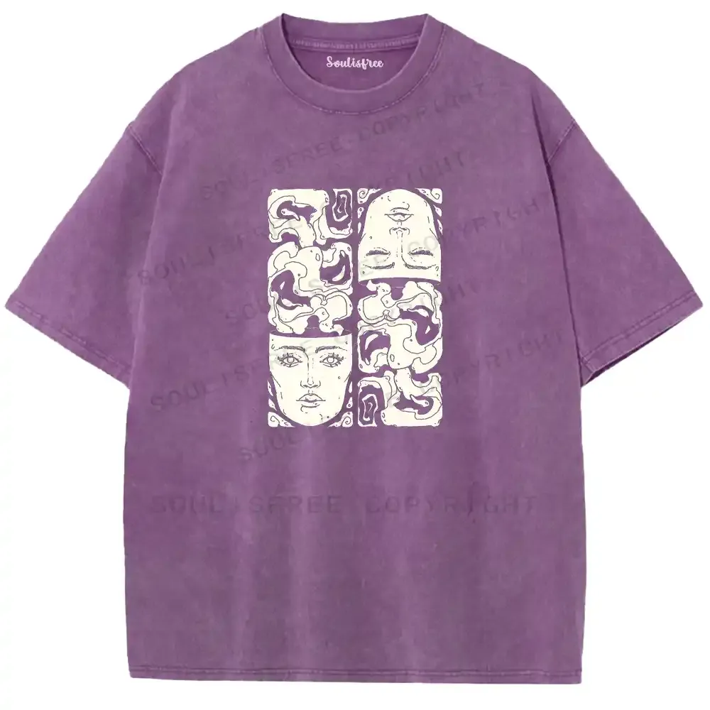 Consciousness Fractal Illusion Washed T-shirt