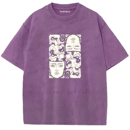 Consciousness Fractal Illusion Washed T-shirt