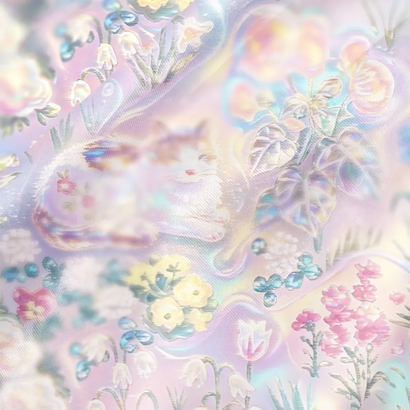 Soulisfree  Holographic Pastel Wildflowers Cowl Neck Satin Mini Dress