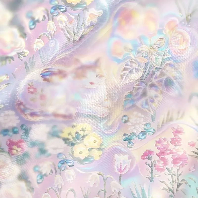 Soulisfree  Holographic Pastel Wildflowers Cowl Neck Satin Mini Dress