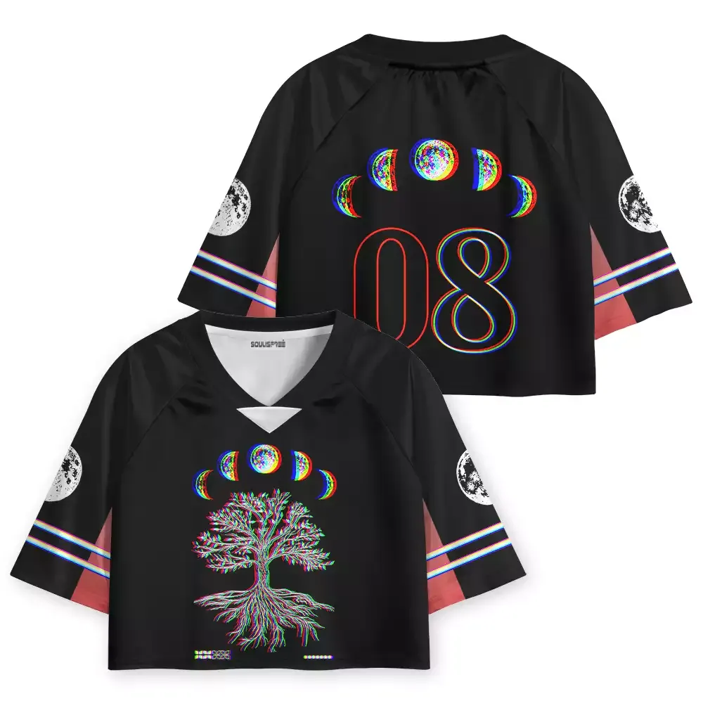 Soulisfree Ethereal Energy Optic Lines Illusion Cropped Jersey