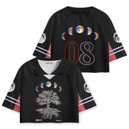 Soulisfree Ethereal Energy Optic Lines Illusion Cropped Jersey