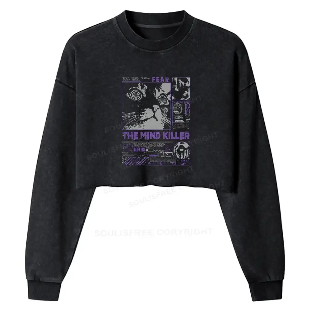 Designed The Mind Killer Washed Cropped Sweatshirt