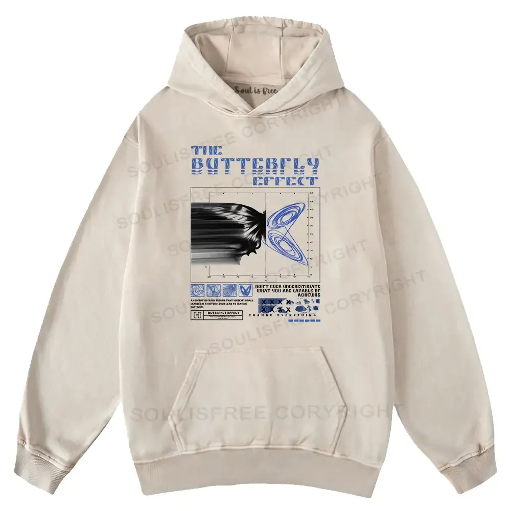 Designed Chaos in Motion Washed T-shirt Off Washed Hoodie