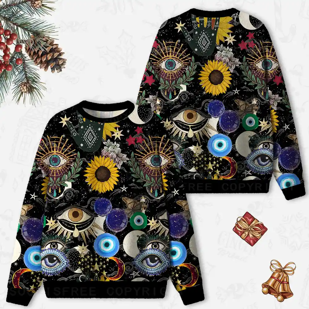 Mystic Ocular-Cosmic Insight Ugly Christmas Knit Sweatshirt