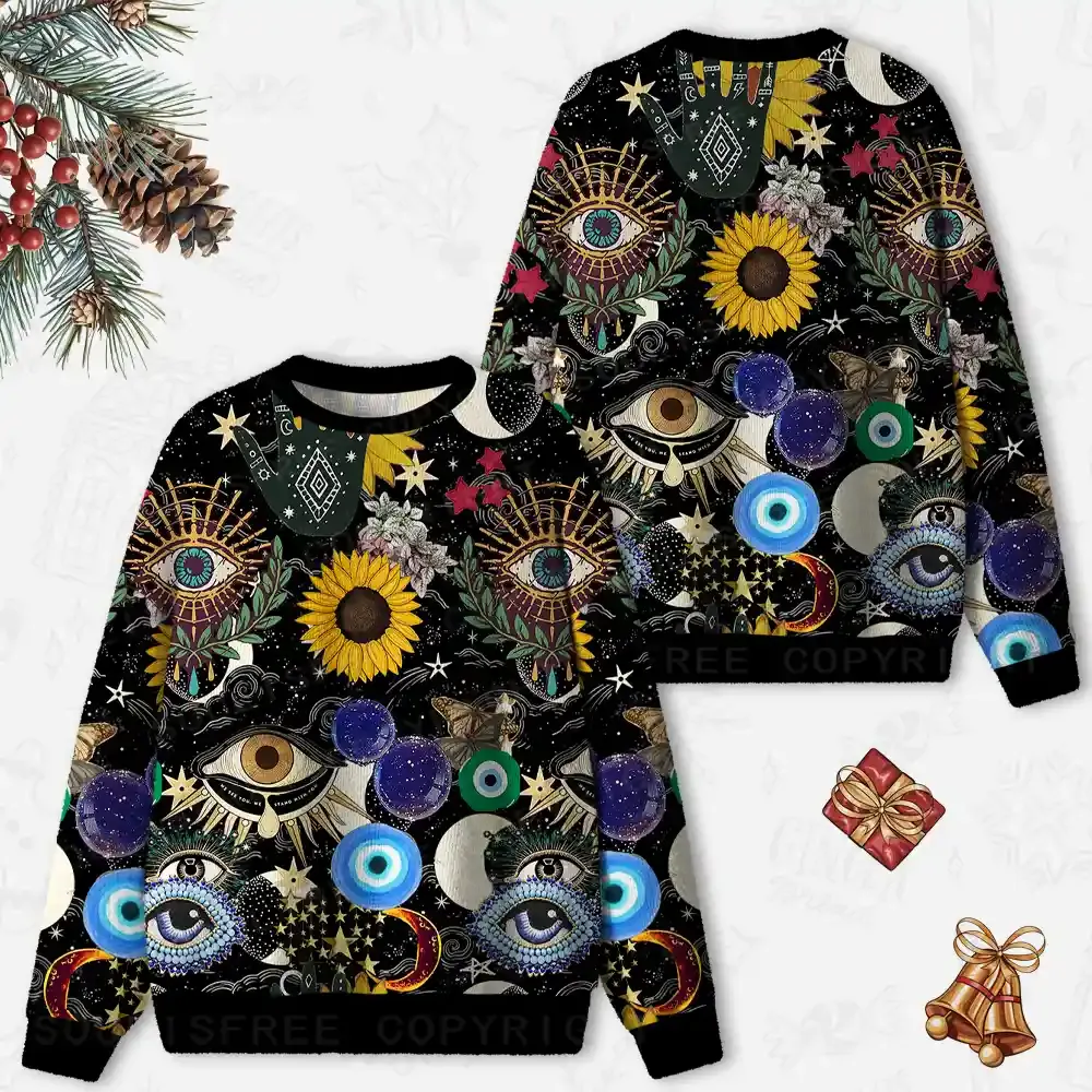 Mystic Ocular-Cosmic Insight Ugly Christmas Knit Sweatshirt
