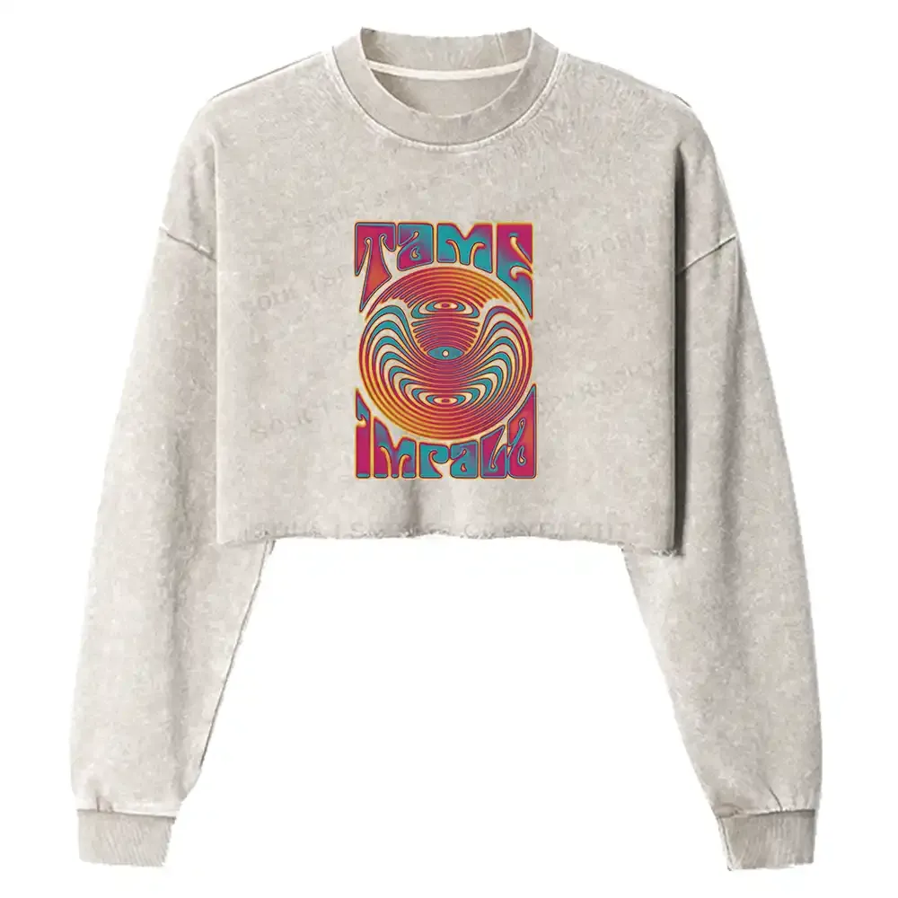 Psychedelic Moment Washed Cropped Sweatshirt