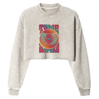 Psychedelic Moment Washed Cropped Sweatshirt