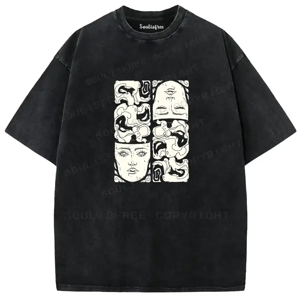 Consciousness Fractal Illusion Washed T-shirt