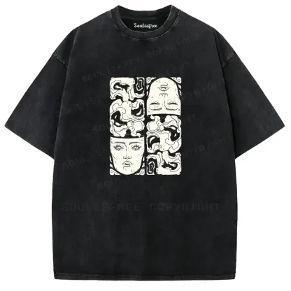 Consciousness Fractal Illusion Washed T-shirt