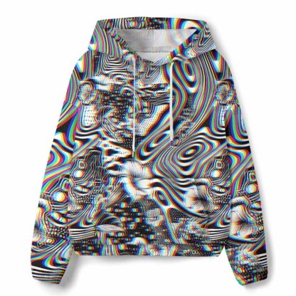 Soulisfree 3D Effect Abstract Swirl Botanical All-Over Print Hoodie