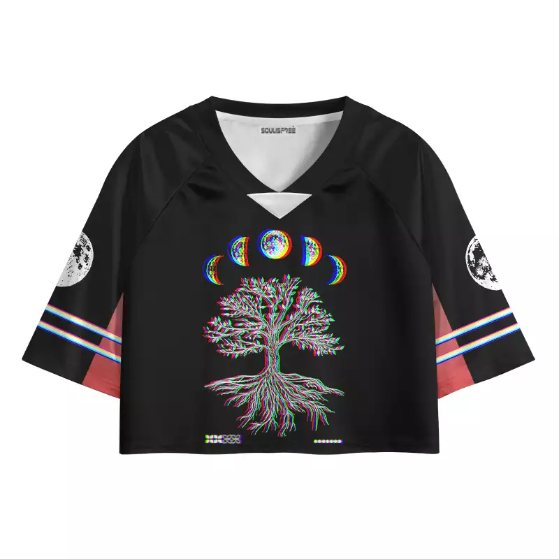 Soulisfree Ethereal Energy Optic Lines Illusion Cropped Jersey