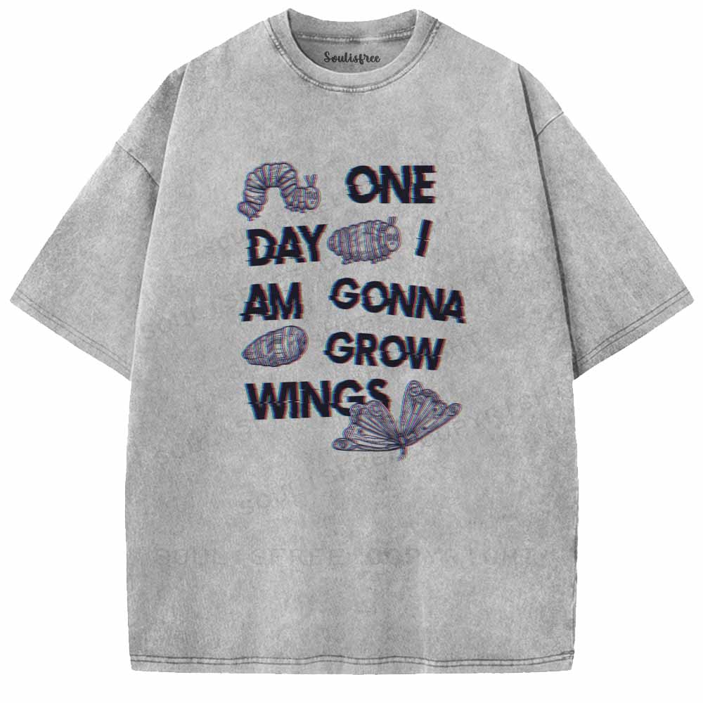 Soulisfree ONE DAY AM GONNA GROW WNGS Washed Tee