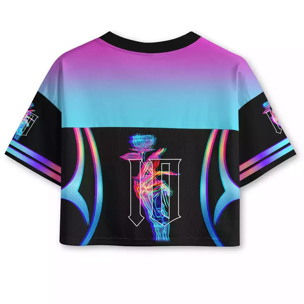 Soulisfree When Bones Hold Flowers Cropped Mesh Jersey