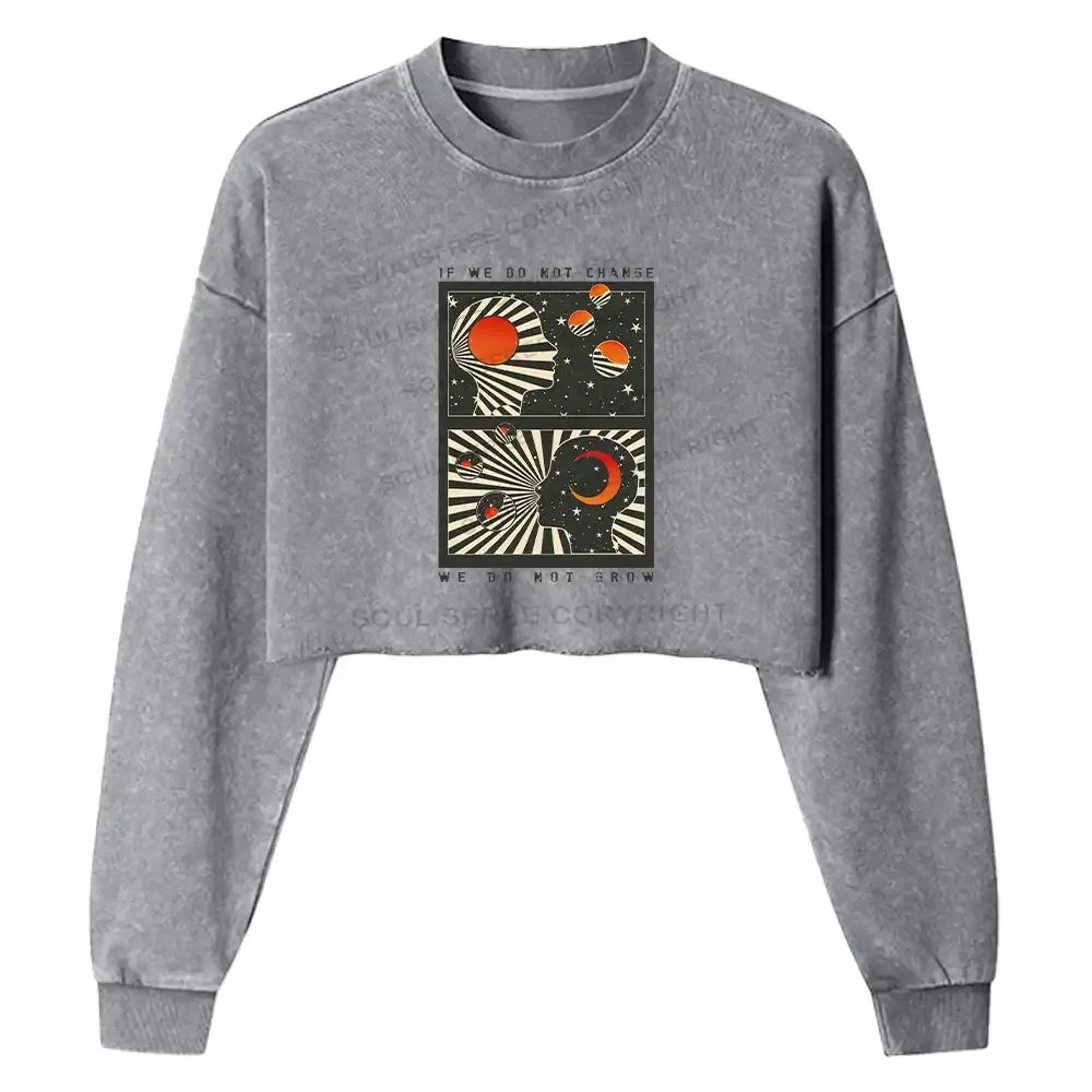 Designed Self Growth Washed Cropped Sweatshirt