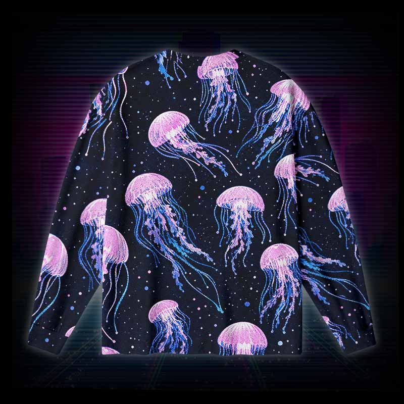 Soulisfree Cosmic Jellyfish Starry Night Long Sleeve Cotton Tee
