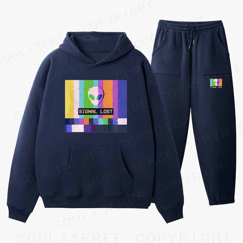 Soulisfree SIGNAL LOST Cotton Fleece Hoodie Set