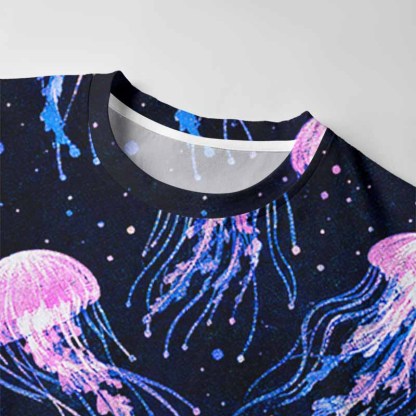 Soulisfree Cosmic Jellyfish Starry Night Long Sleeve Cotton Tee