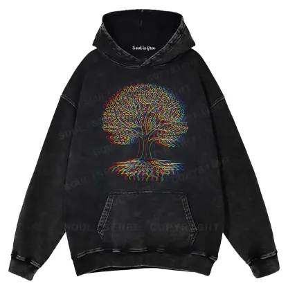 Psychedelic Tree Of Life Washed Hoodie