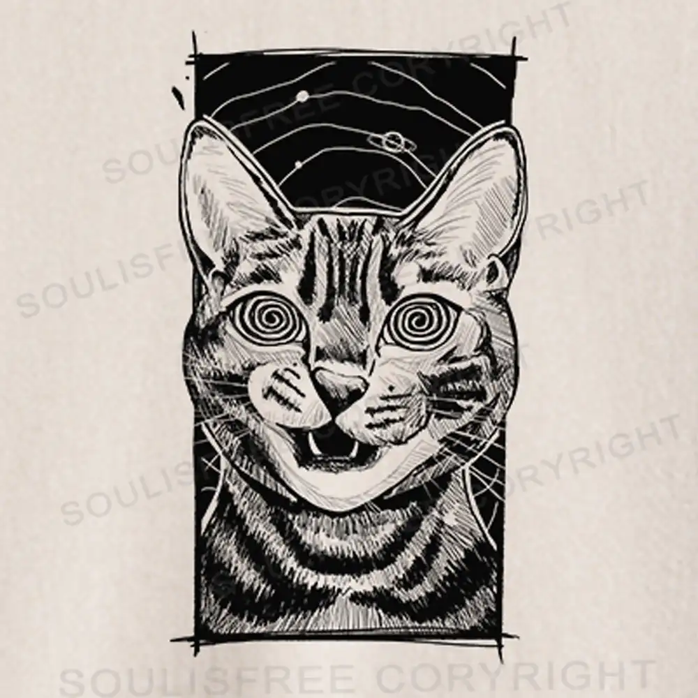 Hypnotic Cat Washed Crop T-shirt